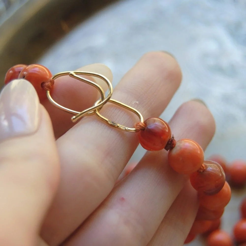 Antique Estate Jade & Coral Necklace - Picture 3 of 6